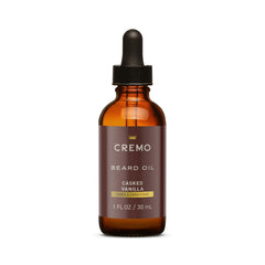 Cremo Beard Oil vanilla bottle nourishes beard and skin for daily conditioning.