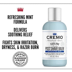 Cremo balm ingredients tea tree oil emphasize soothing hydration after shaving.