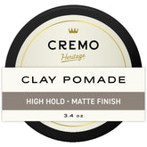 Cremo Hair Styling Clay packaging highlights premium barber-grade hold.