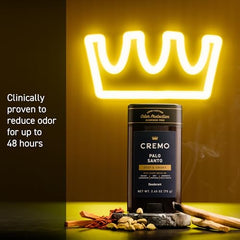 Cremo Palo Santo fragrance notes cardamom papyrus for a lasting scent.