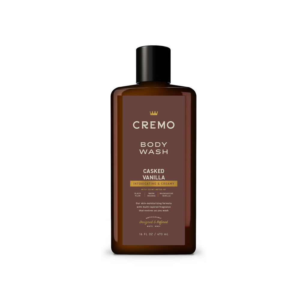 Cremo rich-lather vanilla bottle shows premium daily cleansing