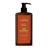 Cremo Rich-Lathering Golden Amber Body Wash bottle delivering a moisturizing cleanse.