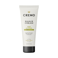 Cremo Sage & Citrus shave cream bottle reveals a slick surface for a close, comfortable shave.