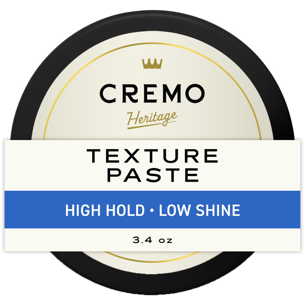 Cremo Texture Paste bottle ready for barber-grade hold and texture
