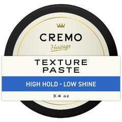 Cremo Texture Paste bottle ready for barber-grade hold and texture