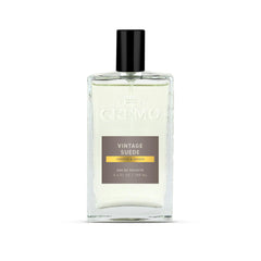 Cremo Vintage Suede bottle front view showing refined amber tones for daily wear