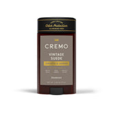 Cremo Vintage Suede deodorant bottle showcases premium fragrance and long-lasting freshness.