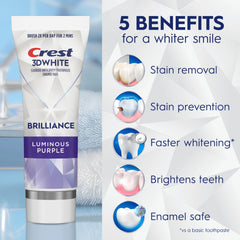 Pack of three Crest 3D White Brilliance tubes ready for bulk whitening routine.