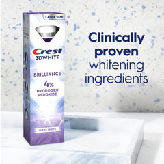 Crest 3D White Brilliance Pro closeup of toothpaste swirl denoting whitening action