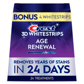 Crest 3D Whitestrips Age Renewal pack front view for at-home whitening convenience