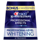 Crest 3D Whitestrips Professional Effects pack opened, revealing the whitening kit contents.
