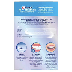 Crest 3D Whitestrips upper and lower strips ready for use