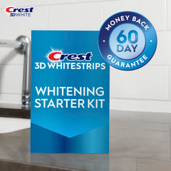 Crest 3D Whitestrips upper-teeth strip ready for a 30-minute whitening session