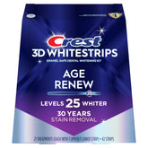 Crest 3D Whitestrips Age Renew box and strips for at-home whitening.