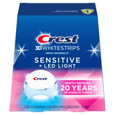 Crest 3DWhitestrips Sensitive LED Light kit top view highlighting the enamel-safe whitening system