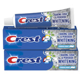 Crest Baking Soda and Peroxide toothpaste tube with fresh mint for whitening and tartar protection