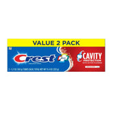 Crest Cavity Protection toothpaste, regular paste, 5.7 oz, 2-pack supports daily cavity defense.
