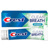 Crest Clean Breath Spearmint toothpaste tube for long-lasting freshness.