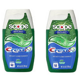 Crest Complete Whitening Plus Scope toothpaste tube front, two-pack, for daily brushing and tartar control.