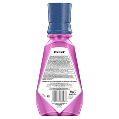 Crest Kid's Anticavity Mouthwash Strawberry Rush label closeup highlights fluoride protection