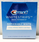 Crest Noticeably White Whitestrips pack front for convenient whitening