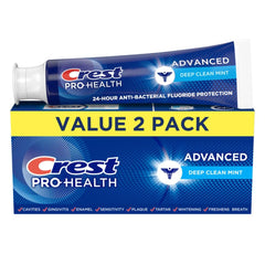 Crest Pro-Health Advanced Deep Clean Mint toothpaste tubes on display for daily care