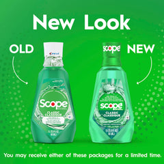 Crest Scope Classic pour demonstrates quick use for fresh breath after meals.