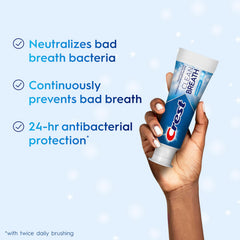 Crest spearmint toothpaste tube emphasizes refreshing flavor