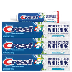 Crest Tartar Protection toothpaste pack3 with fluoride for daily cavity and tartar defense.