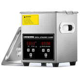 CREWORKS 2L ultrasonic cleaner front view, compact home device for quick jewelry cleaning