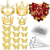 Cridoz gold crowns for bouquets with four styles add elegant sparkle to floral arrangements