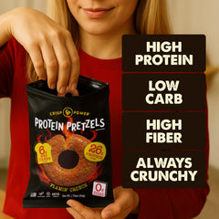 CRISP POWER six-pack box image emphasizes convenient portions for busy days