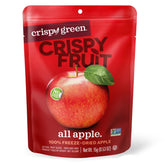 Crispy Green freeze-dried apple snacks in a single-serve bag for easy snacking.