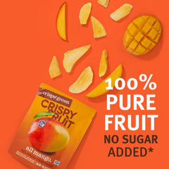 Crispy Green vegan gluten-free mango snack in a portable on-the-go portion.