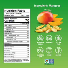 Crispy Green freeze-dried mango snack in a school lunch pouch offers quick, allergen-friendly snacking.