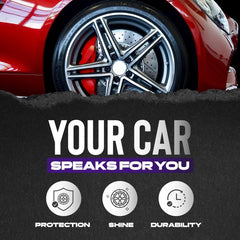 Cristal Products Untouchable Tire Finish bottle close-up highlighting easy spray design.