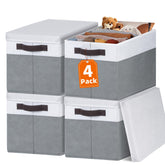 Criusia large closet storage baskets with lids shown on a shelf for organized clothing