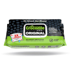 Crocodile Cloth original cleaning wipes, giant 15x10 inches, for fast mess cleanup.
