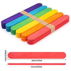 CRTWDMAN multicolor 8-inch popsicle sticks brighten arts and school projects.