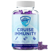CRUISE IMMUNITY bottle front showing berry gummies for travel immune support