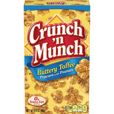 CRUNCH 'N MUNCH Buttery Toffee Popcorn with Peanuts 12-pack box, snack-ready on the go