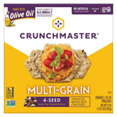 Crunchmaster multigrain cracker pack front shows gluten-free option