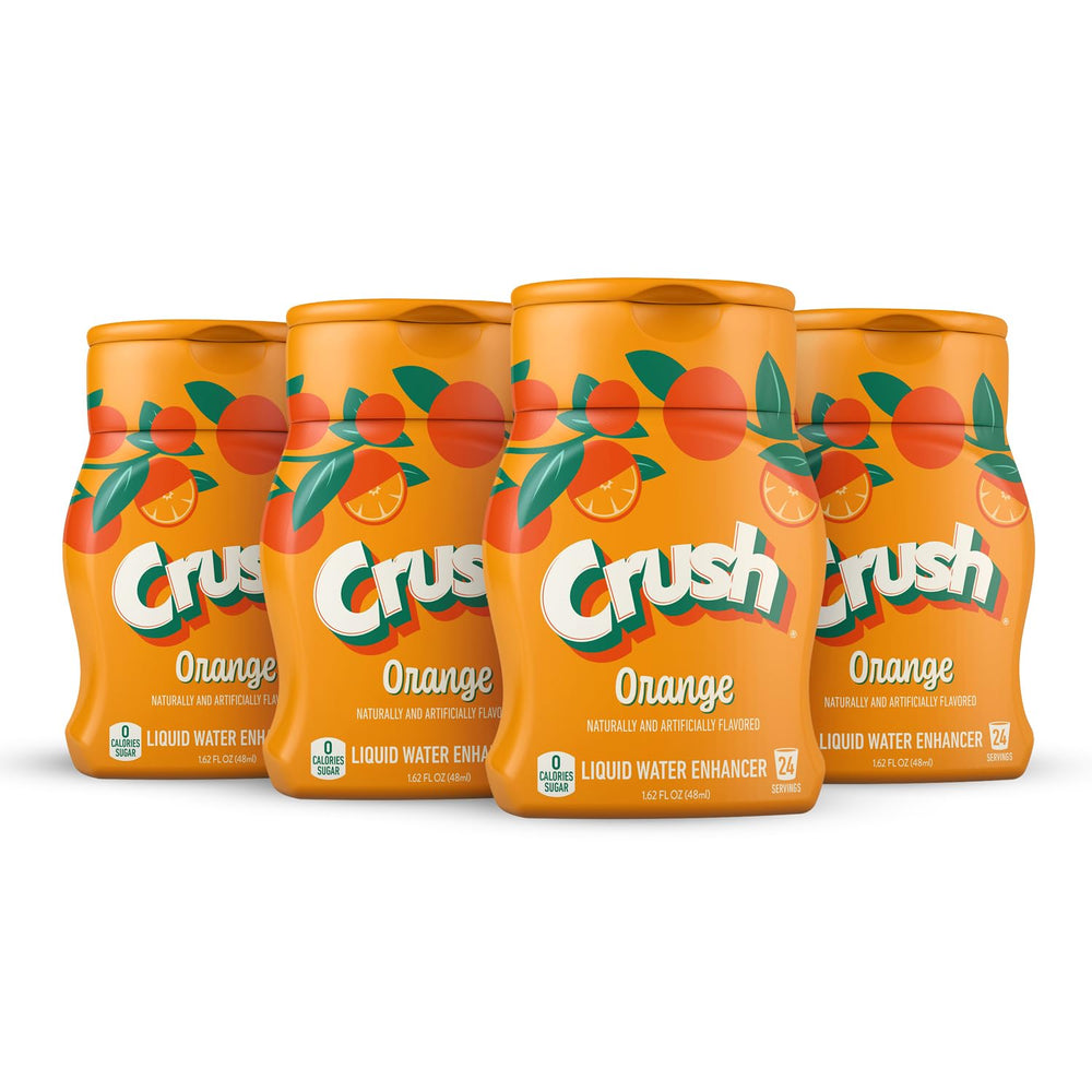 Crush Orange bottle pour into water for on-the-go hydration