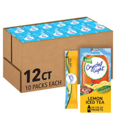 Crystal Light Lemon Iced Tea on-the-go packet for quick flavor while traveling.
