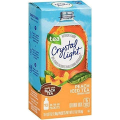 Crystal Light Peach Iced Tea being poured into a glass for a refreshing, easy sip
