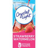 Crystal Light strawberry watermelon canister showing low-calorie powder for refreshing mix