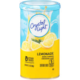 Crystal Light sugar-free lemonade packets front view for quick, sugar-free refreshment.