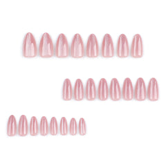CTTHNBD pink almond tips with glitter for quick, stylish at-home manicures.
