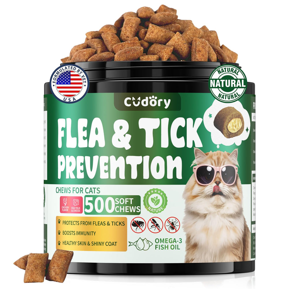 Cudory Cat Chews flea-tick prevention for daily protection with tasty flavor