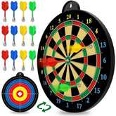 CUKU Dart Board with magnetic darts enables safe indoor family play.